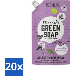 20 x Marcel's Green Soap - Allesreiniger Spray - Navulling - Lavendel & Rozemarijn - Frisse reiniging - 500 ml - Allesreiniger - Natuurlijke Reiniger - Biologische Reiniger - Vegan Reiniger - Lavendel En Rozemarijn
