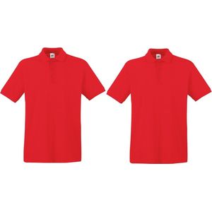 2-Pack maat XL rood polo shirt premium van katoen voor heren - Polo t-shirts voor heren