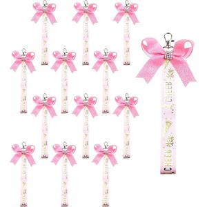 16pcs Glitter Cheerleader Keychains - Gift for Girls, Pink