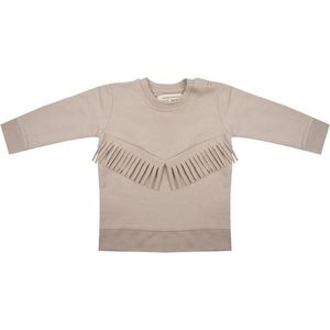 Little Indians Sweater Boho Meisjes Katoen Taupe Maat 86