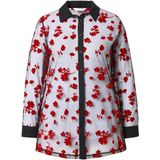 MIAMODA - Dames - Blouse Regular Fit licht transparant flockprint - Zwart - Maat 42