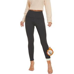 Dikke thermoleggings voor dames, gevoerd met fleece, warme en elastische leggings, comfortabele leggings in het donkergrijs