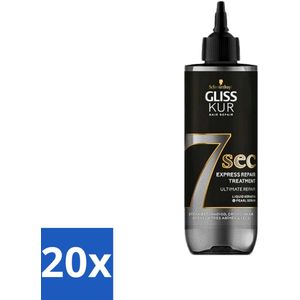 20 x Gliss-Kur - 7 Sec Express Repair Treatment - Ultimate Repair - Herstelt Intensief - 200 ml - Parelserum - Glans - Haarbreuk - Gliss Kur
