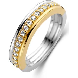 TI SENTO Dames Ring - 925 zilver - Zirkonia met geel verguld - Maat 18.50 mm / maat 58 - 12282ZY