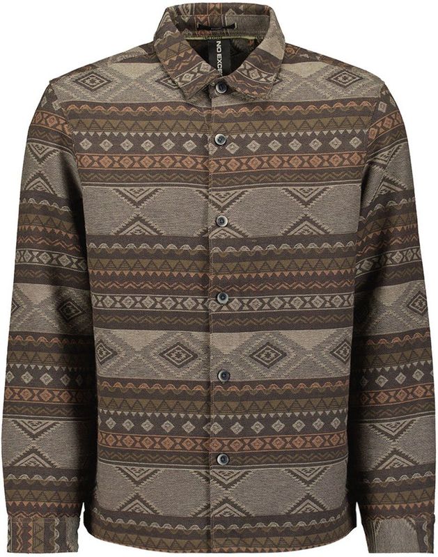 No Excess - Overhemd - Lichtbruin - Aztec Print - Lange Mouw