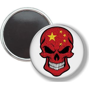 Button Met Magneet - Schedel Vlag China - NIET VOOR KLEDING