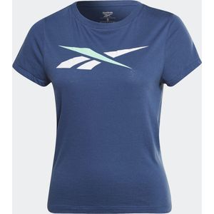 Reebok Sportshirt Dames model Vector Tee - Blauw/Groen/Wit - Maat L