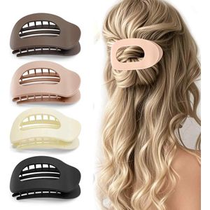 longziming 4 stuks Eendenbek Haarclip – Platte Haarclip – Voor Vrouwen – Antislip – Sterke Grip – Geschikt Voor Dikte, Dun, Steil en Krullend Haar – Stijlvol– Matte Stijl