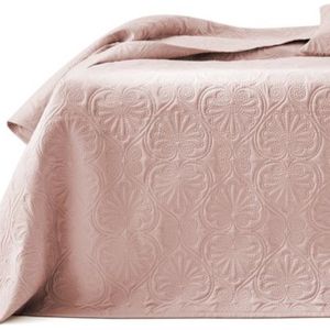 sprei 2 persoons - 220 x 240 cm - Gequilte bedsprei in bloemig barokmotief - Oudroze