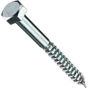 Houtdraadbout. M7 x 40mm. lang. 8 stuks Houtfret. Gegalvaniseerd. Ifix