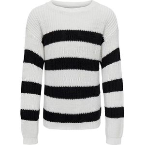 ONLY KOGSIF LS STRIPED PULLOVER KNT Meisjes Trui - Cloud DancerStripes:Black - Maat 110/116