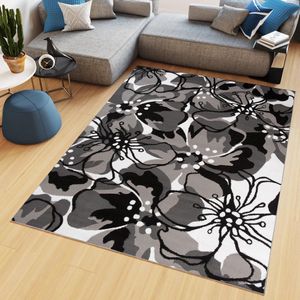 Tapiso Maya Vloerkleed Grijs Tapijt Woonkamer Bloemen Kleed Maat- 200x300