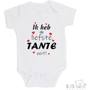100% katoenen Romper ""Ik heb de liefste TANTE ooit!"" Unisex Katoen Wit/zwart/rood Maat 68/74