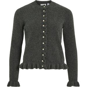 Vila Vest Vijacia O-neck Frill Knit Cardi 14111315 Medium Grey Melange Dames Maat - M