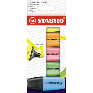 STABILO BOSS MINI - Markeerstift - Klein Maar Heel Betrouwbaar - Etui Met 5 Kleuren