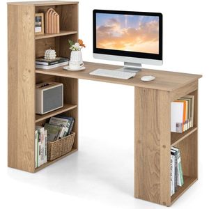 SureDeal® - Bureau - Licht Hout - 6 Opbergvakken - Kast - 122x51x122 cm - Salontafel - Woonkamer - Slaapkamer - Kantoor