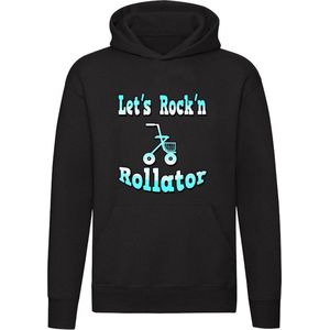 Let's rock'n rollator | rock | feest | muziek | band | Unisex | Trui | Hoodie | Sweater | Capuchon | Zwart