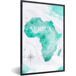 Fotolijst incl. Poster - Wereldkaart - Kleuren - Afrika - 80x120 cm - Posterlijst