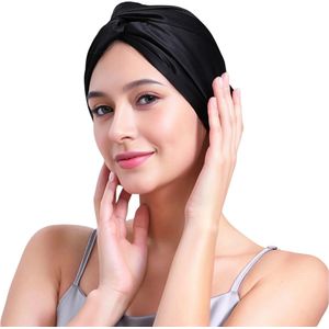 Livano Zijden Slaapmuts - Satijnen Nachtmuts - Silk Bonnet - Sleep Cap - Haarverzorging - Satin - Verstelbaar - Voor Zacht & Stralend Haar - Zwart