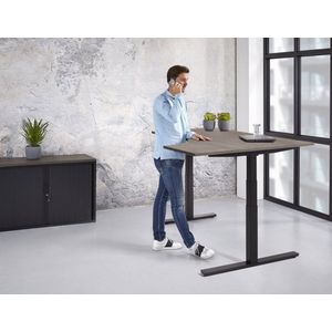 Elektrische zit-sta hoek wingbureau Teez breed 160CM diep 120CM bladkleur Beuken framekleur Wit (RAL9010) wingzijde Rechts
