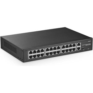 24-poorts PoE Switch met 10/100Mbps PoE+ en 2 Gigabit Uplink