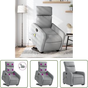 vidaXL Elektrische Stoel - Sta-op Massagestoel - Sta-op-massagestoel elektrisch verstelbaar stof lichtgrijs - Massagerugkussen - Ergonomische Stoel - Lounge Stoel