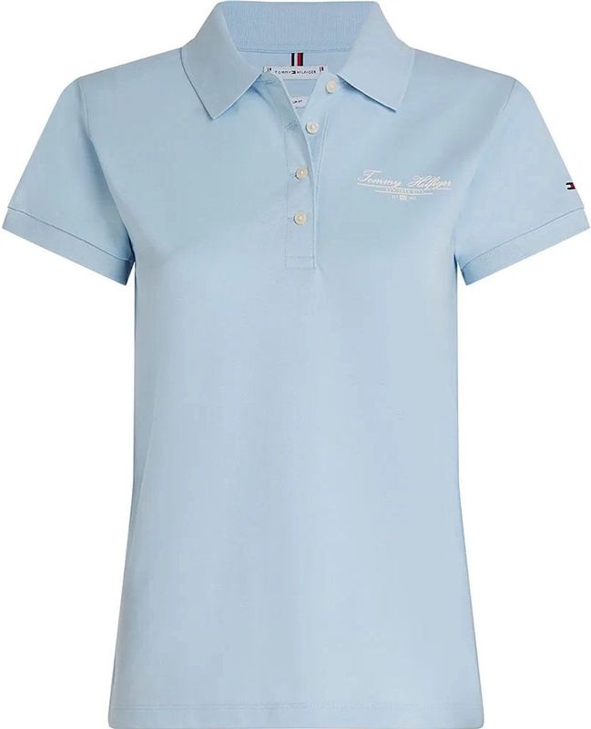 Tommy Hilfiger Script Slim Fit Korte Mouw Poloshirt Blauw XS Vrouw