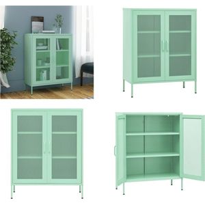 vidaXL Opbergkast 80x35x101,5 cm staal mint - Dressoir - Dressoirs - Zijkast - Zijkasten