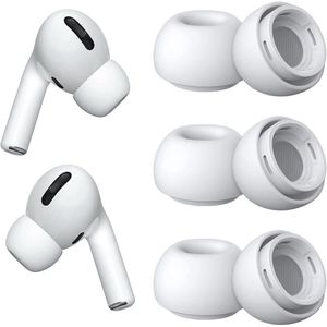 3 paar (L) siliconen oordopjes, geschikt voor AirPods Pro, reserve-oortjes geschikt voor AirPods Pro-dopjes met gat voor ruisonderdrukking, met draagtas, wit