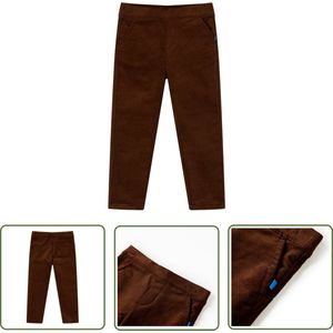 vidaXL Meisjesbroek - Kinderbroek - Kinderbroek 128 cognackleurig - Jongensbroek - Bruine Broek - Katoenen Broek