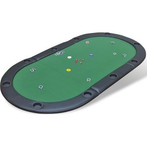 vidaXL Poker tafelblad voor 10 spelers - inklapbaar - groen - hoogwaardige kunstleren armleuning - 10 ingebouwde bekerhouders
