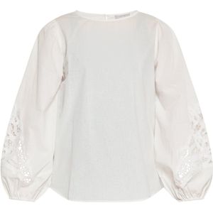 Usha - Blouseshirt - Wit - Effen - Lange Mouw