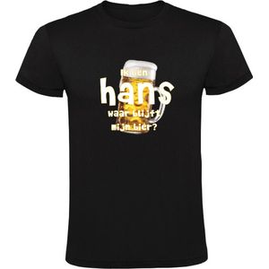 Ik ben Hans, waar blijft mijn bier Heren T-shirt - cafe - kroeg - feest - festival - zuipen - drank - alcohol