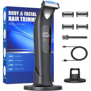 Scheerapparaat met LED-display voor mannen - IPX7 waterdicht, nat en droog gebruik, ideaal voor intieme zones en lichaamshaar
