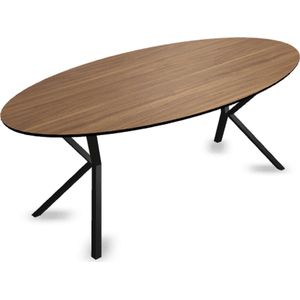 Melamine eettafel noten - Ovaal - VV onderstel - eiken tafel