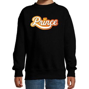 Prince met kroontje Koningsdag sweater zwart - kinderen - Kingsday outfit / kleding / trui 134/146