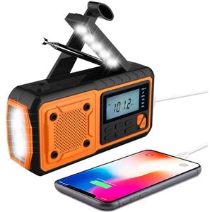 Noodradio met handzwengel, noodradio op zonne-energie, AM/FM- en kortegolfradio, zaklamp, leeslamp en SOS-alarm, powerbank, oplaadbare batterij van 4000 mAh, voor overleving, wandelen, kamperen, thuis, buiten