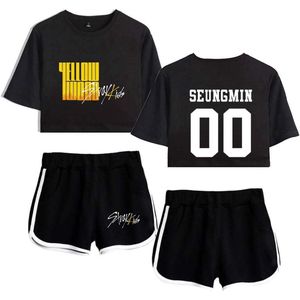 Kpop Crop Top en Shorts Set voor Meisjes - Casual Zomeroutfit