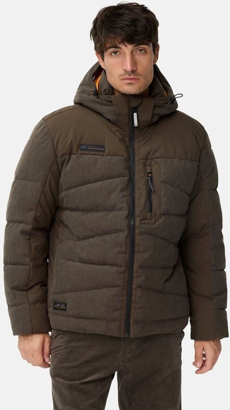 camel active - Gewatteerde Jas - Donkerbruin - Met Afneembare Capuchon