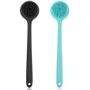 JGS ® Luxe Siliconen Doucheborstel met Lange Handgreep voor Lichaamsverzorging en Massage