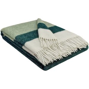 Plaids.shop - MALMO - Wollen Plaid - Groen-Lichtgroen-Wit - 140x200cm - 100% Wol
