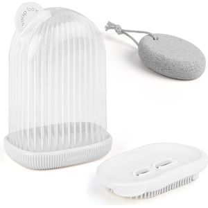 Belle Vous - Zeepbakje met Deksel en Borstel - Draagbare Zeephouder voor op Reis