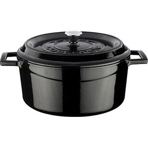 Lava Ronde Gietijzeren Braadpan - Ø24cm - Zwart - Emaille Coating - Casserole - 4,49lt--Horeca & Professioneel