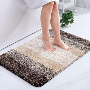 Zacht badkamertapijt, 60 x 90 cm, antislip, wasbaar, badmat, hoogpolig, badmat, microvezel, absorberend, bruin