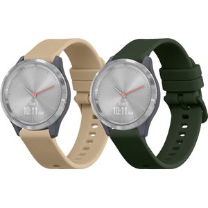 kwmobile 2x armband geschikt voor Garmin vivomove 3S / vivoactive 4S - Bandjes voor fitnesstracker in donkergroen / beige