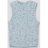 s.Oliver - Top - Lichtblauw - Mouwloos - Bloemenprint
