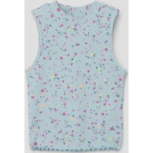 s.Oliver - Top - Lichtblauw - Mouwloos - Bloemenprint