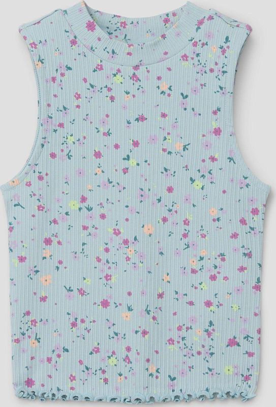 s.Oliver - Top - Lichtblauw - Mouwloos - Bloemenprint