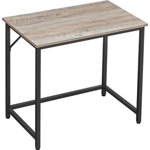 Bureau, computerbureau, smal bureau, studeerkamer, thuiskantoor, eenvoudige montage, staal, industrieel ontwerp, 80 x 50 x 75 cm, grijs/zwart, LWD038B02