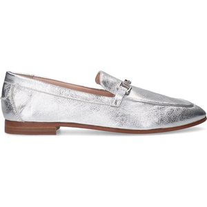 Sacha - Dames - Zilveren leren loafers met chain - Maat 39